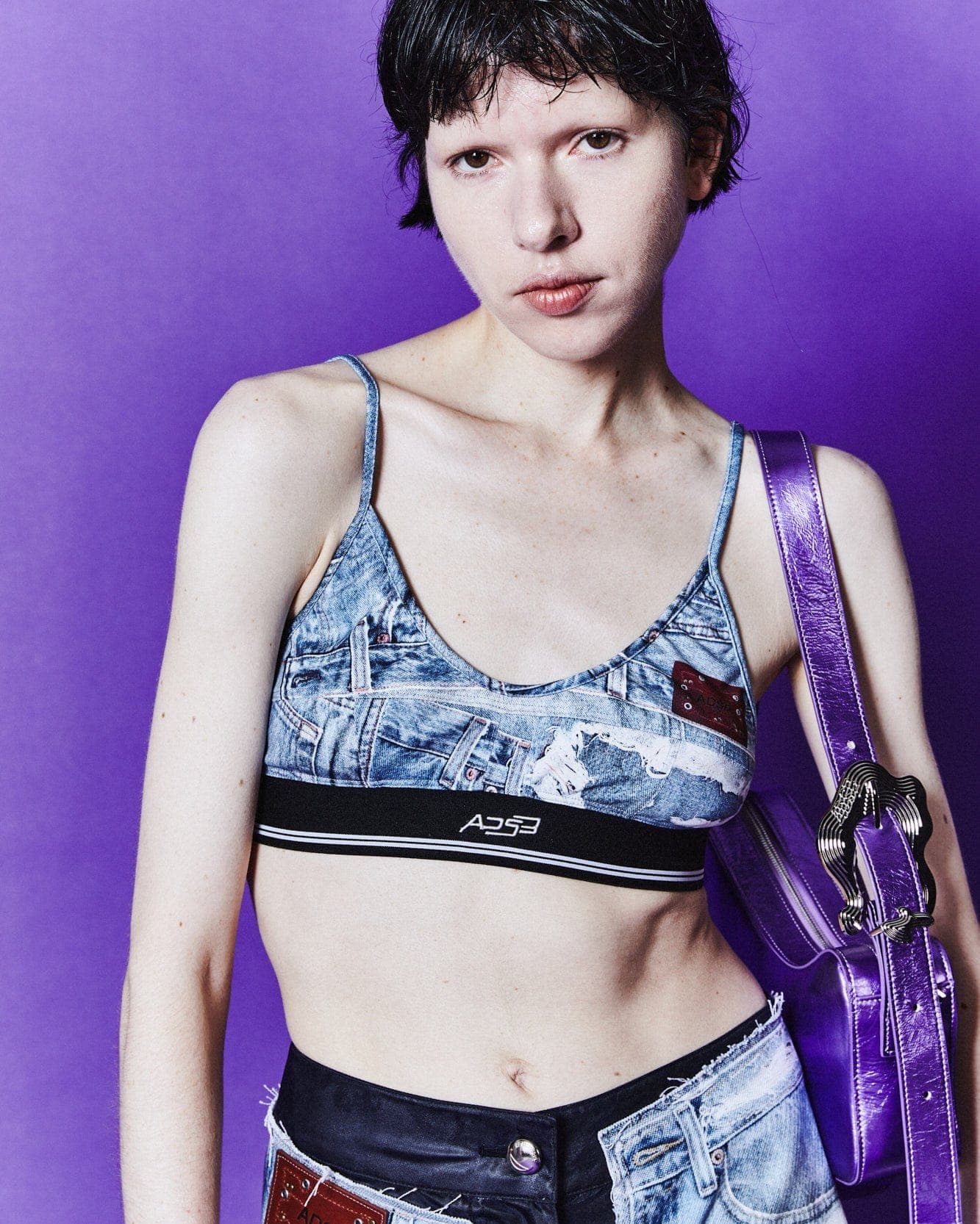 Denim Printed Bra-Top (Blue) — vue 2
