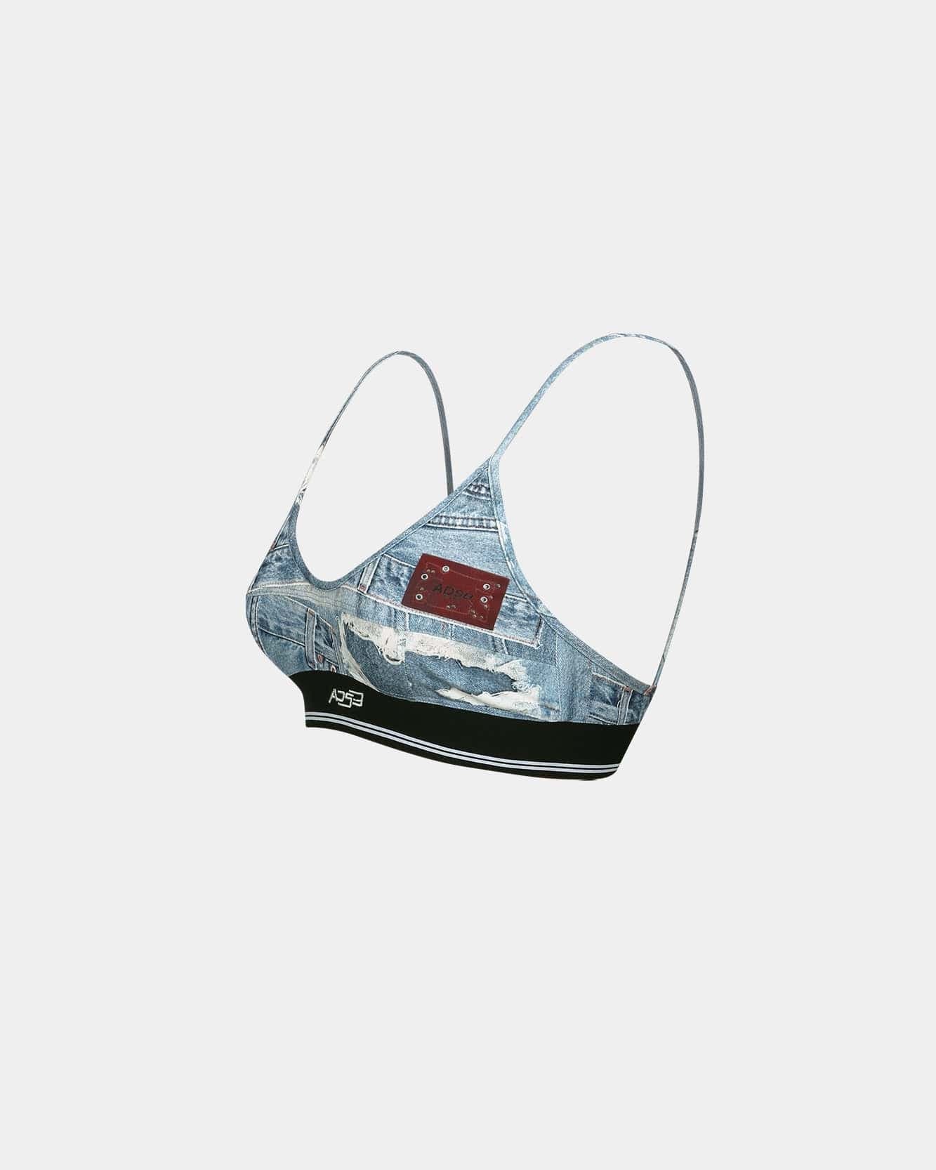 Denim Printed Bra-Top (Blue) — vue 3