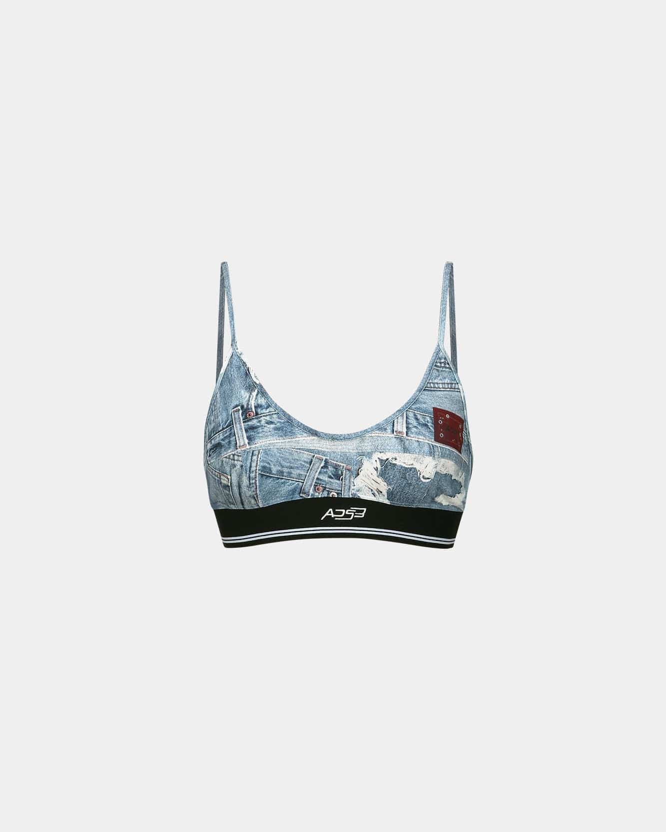Denim Printed Bra-Top (Blue)