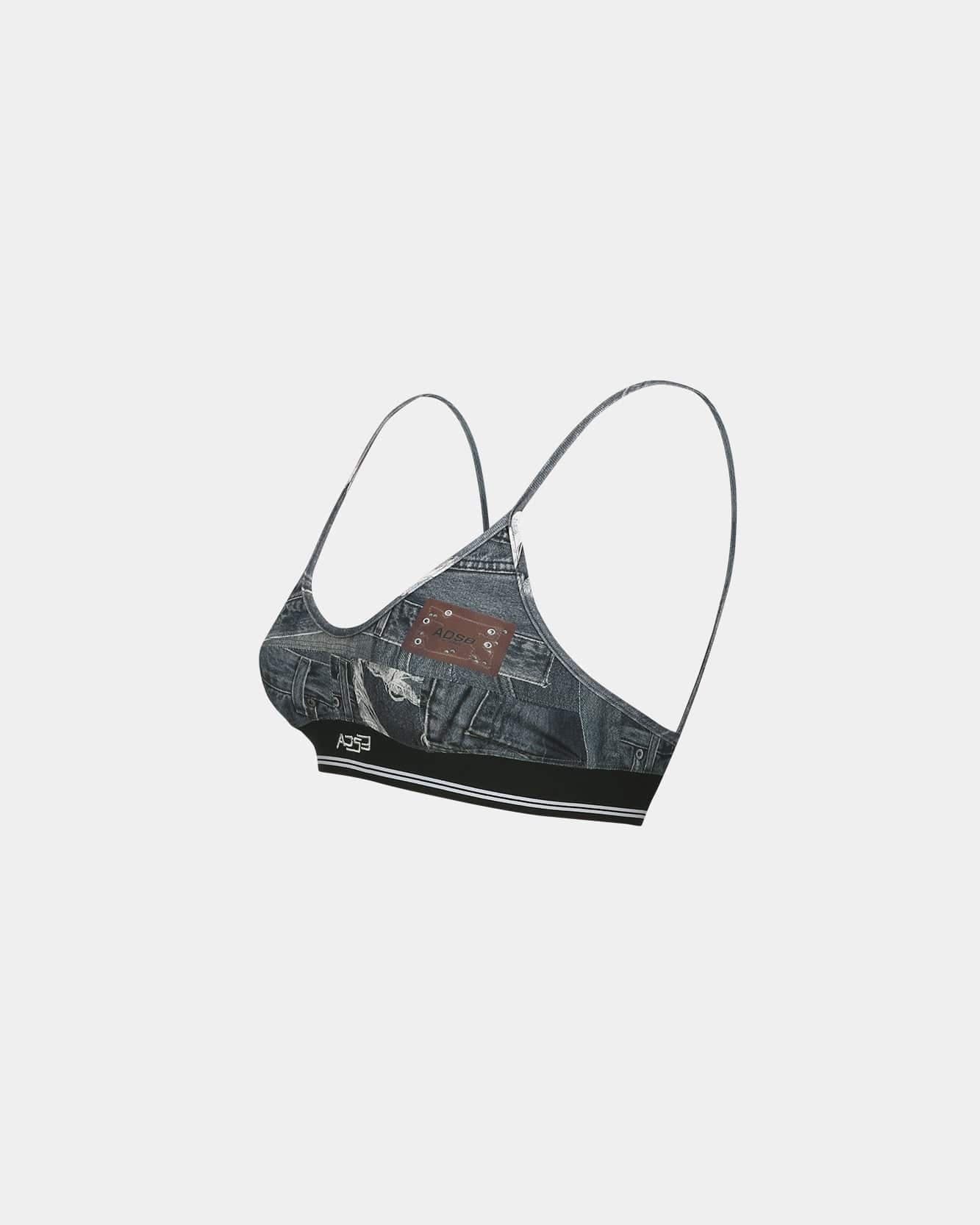 Denim Printed Bra-Top (Black) — vue 2