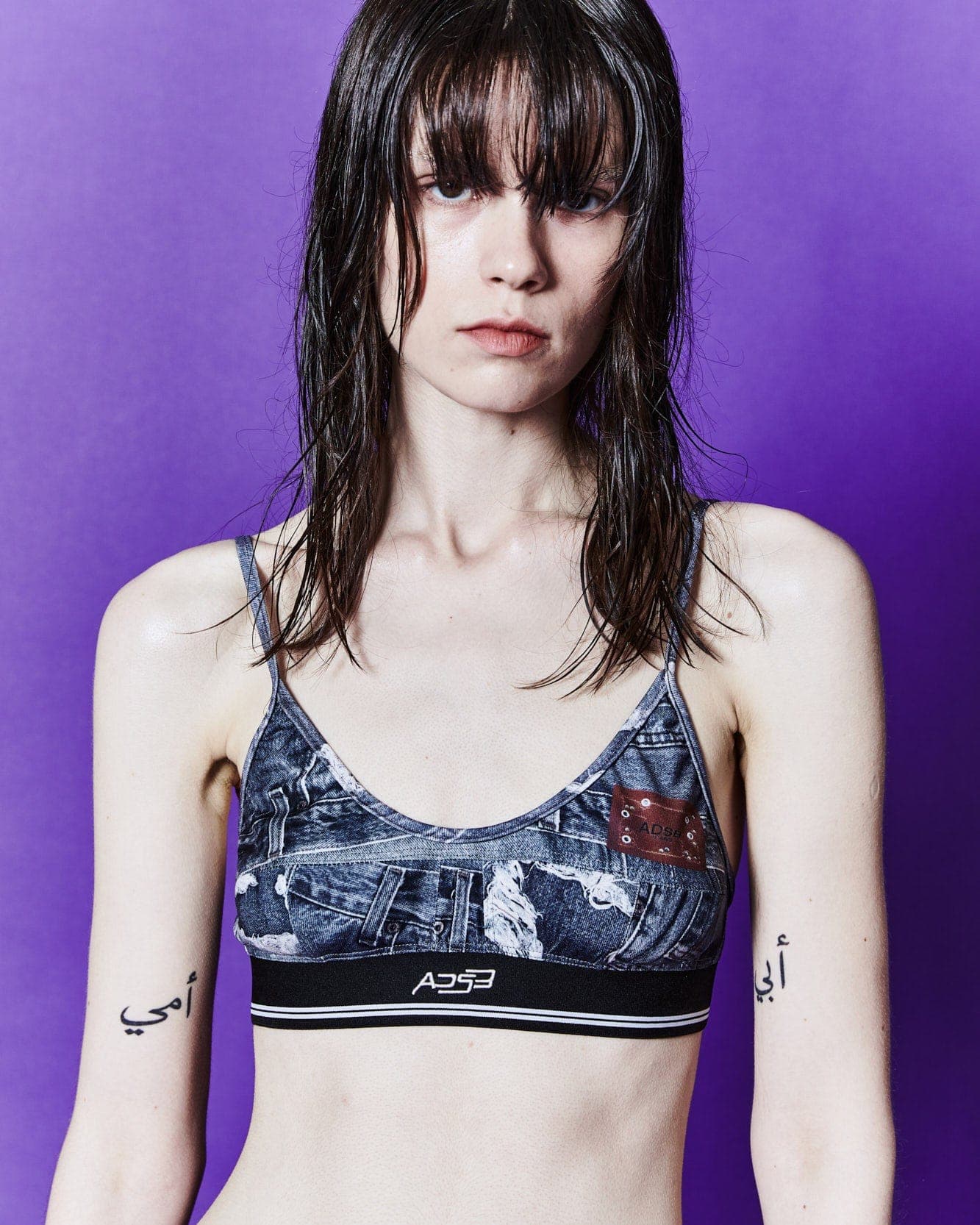 Denim Printed Bra-Top (Black) — vue 6