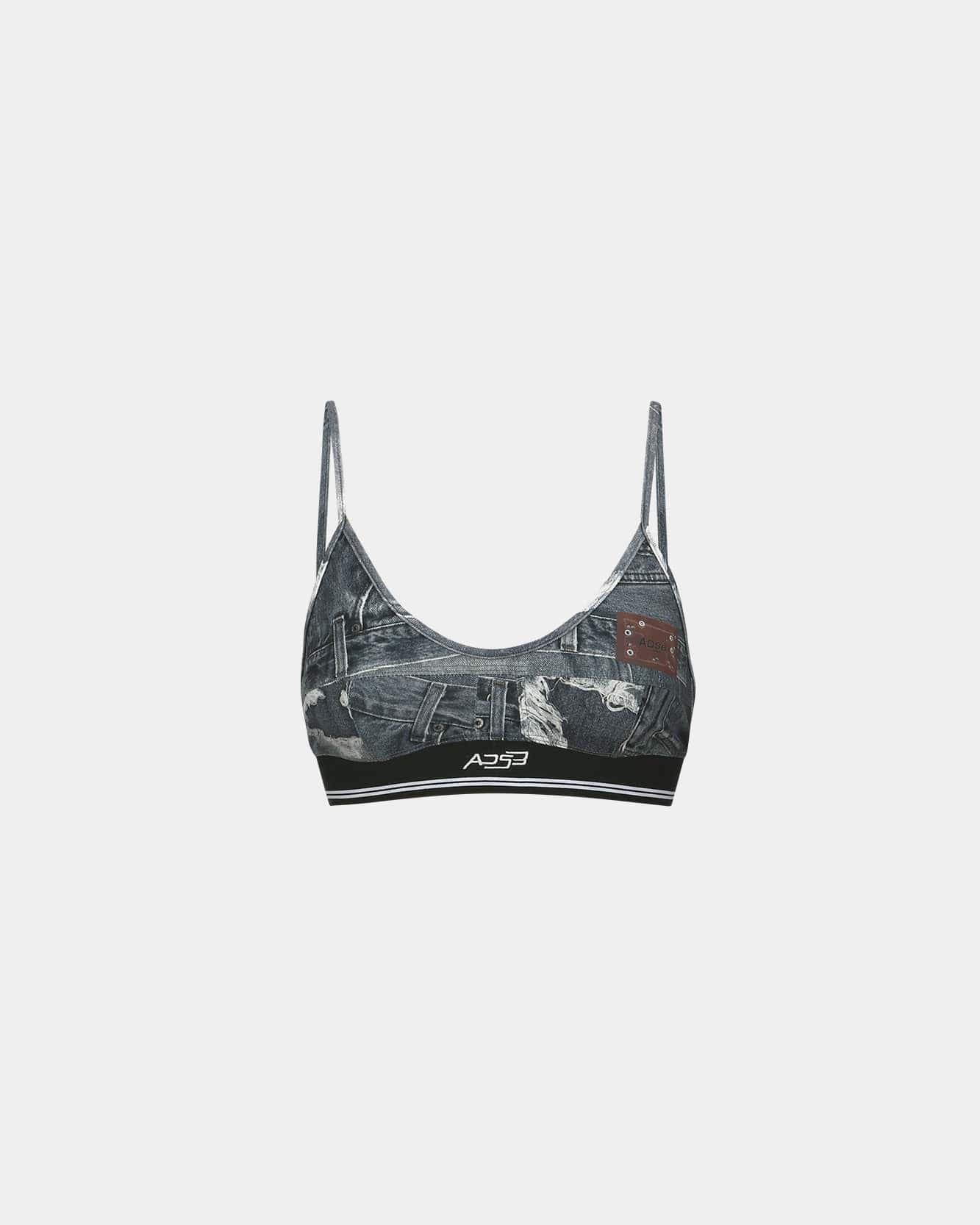 Denim Printed Bra-Top (Black)