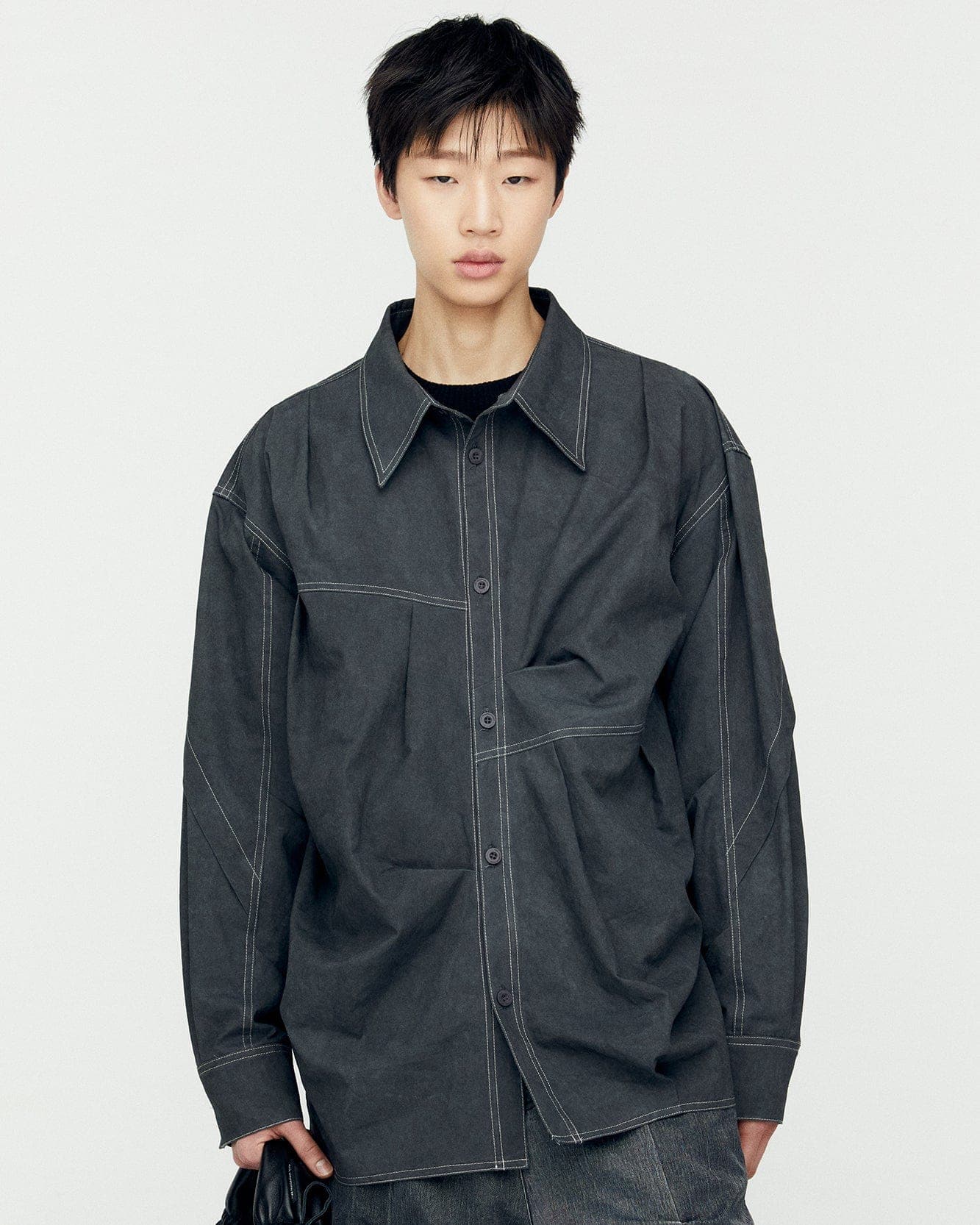 Alice Dyed Cotton Shirts (Charcoal)
