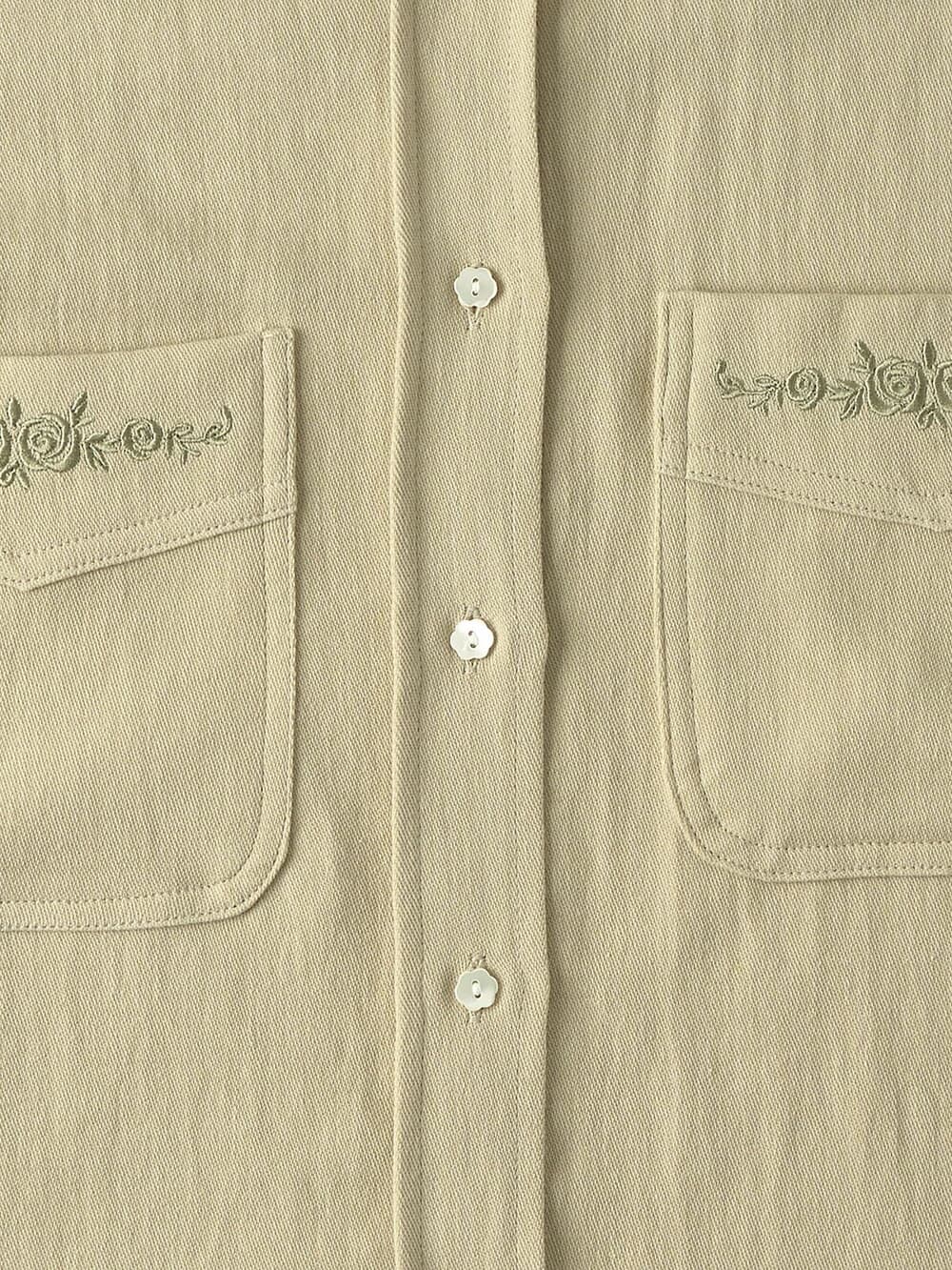 Soft Embroidery Cotton Shirt (Olive) — vue 10