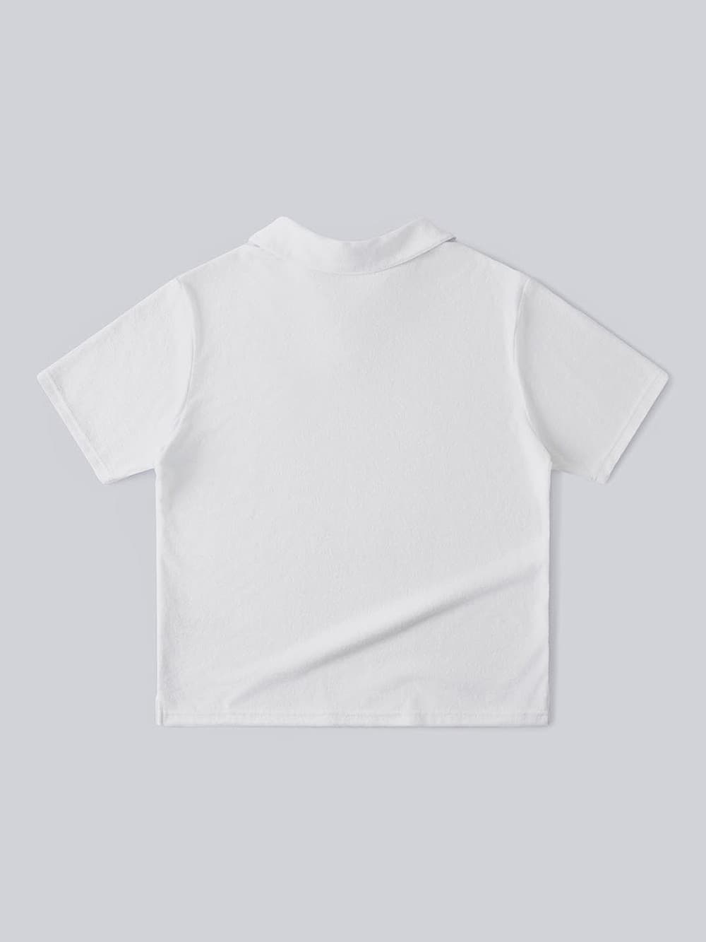 Relaxed Collar Terry Tee (White) — vue 11