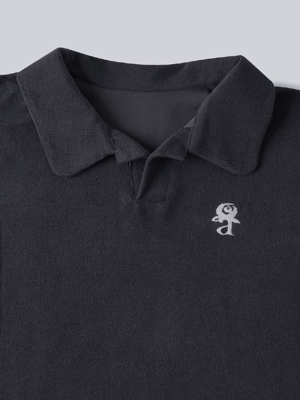 Relaxed Collar Terry Tee (Navy) — vue 10