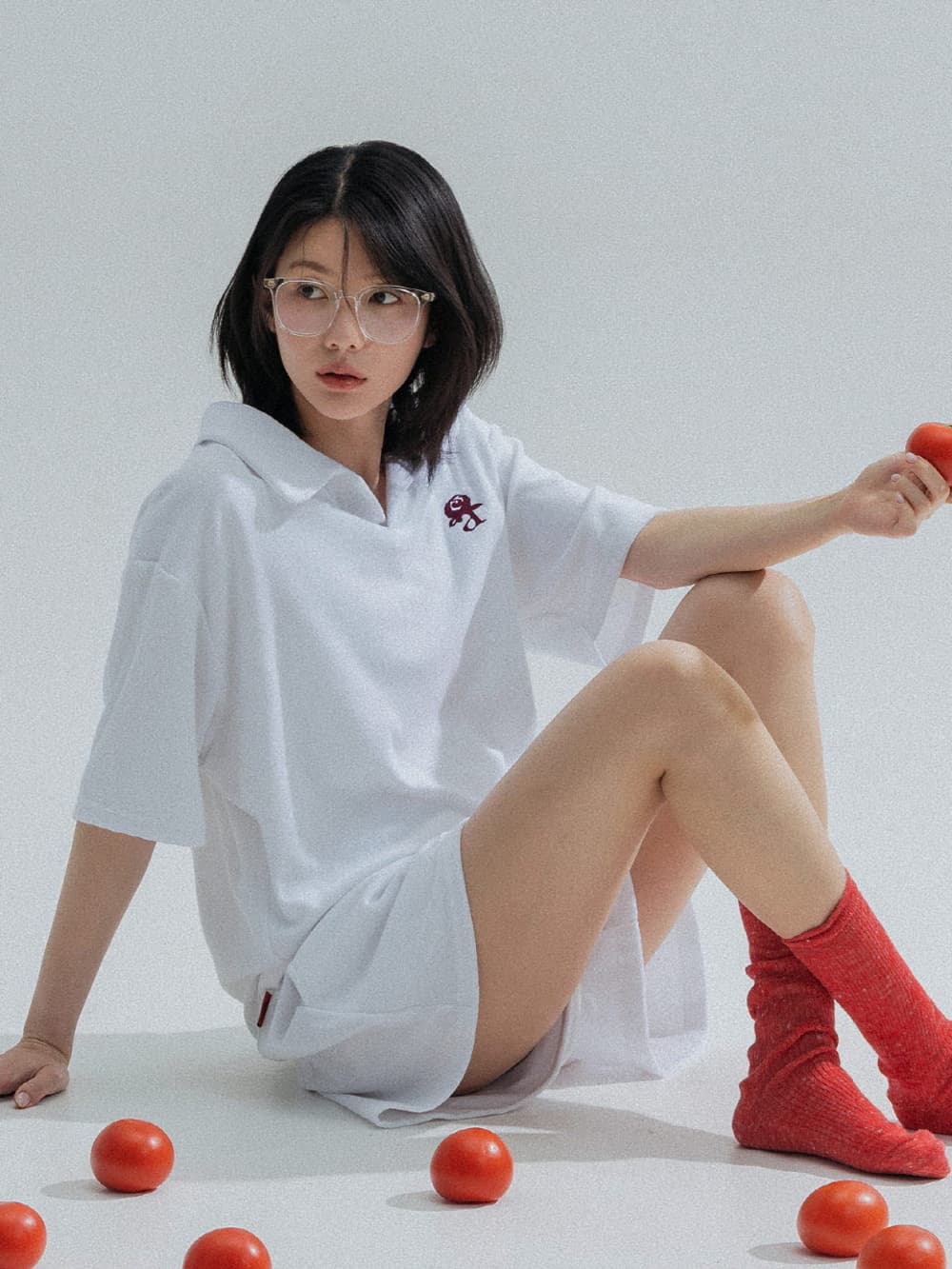 Relaxed Terry Shorts (White) — vue 6