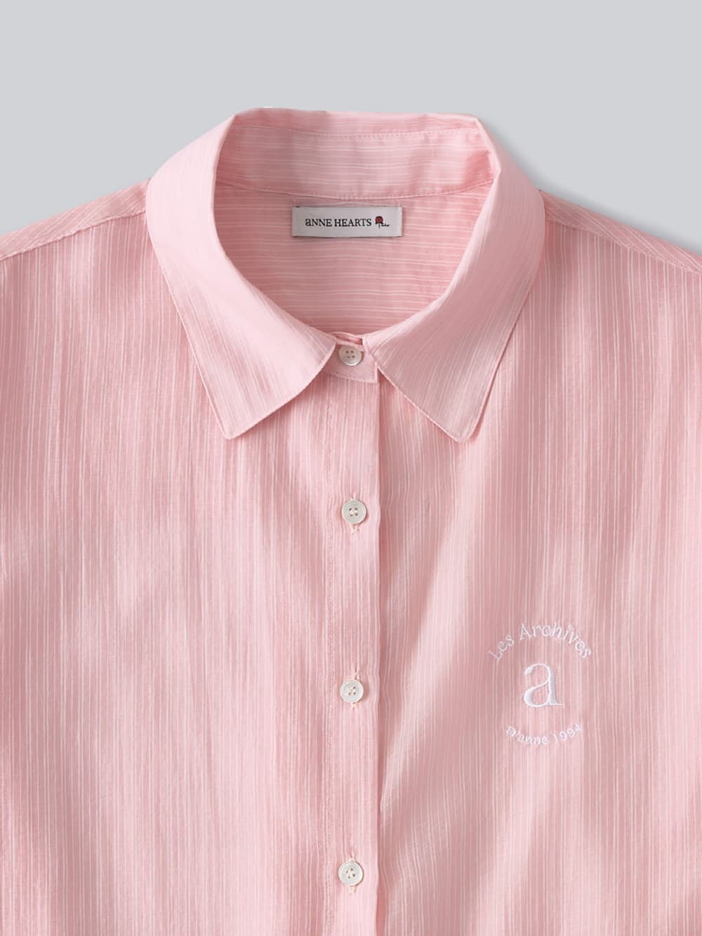Pinstripe Sheer Shirt (Pink) — vue 10