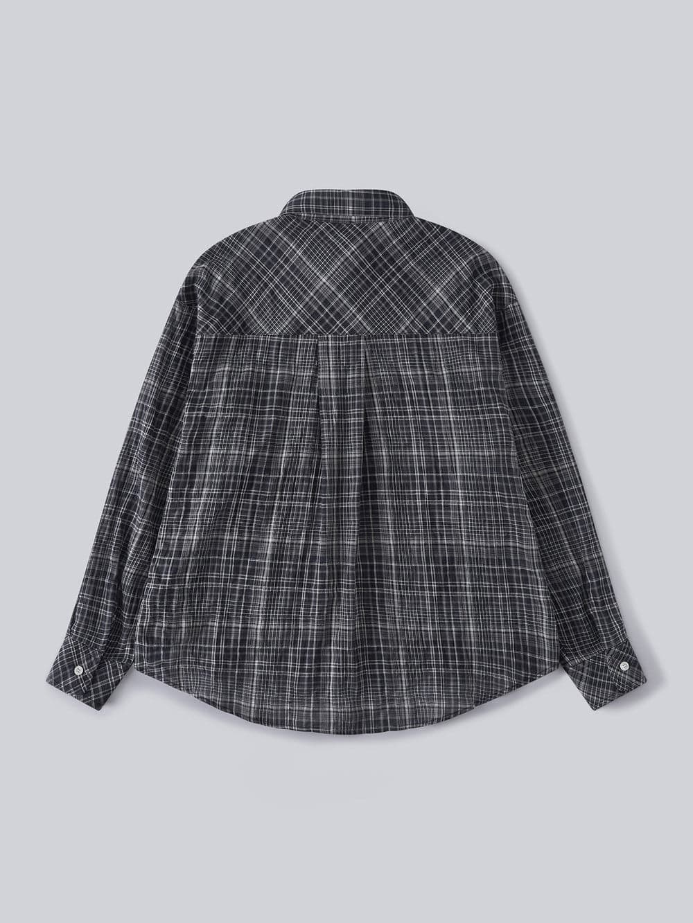 Ombre Check Sheer Shirt (Navy) — vue 8
