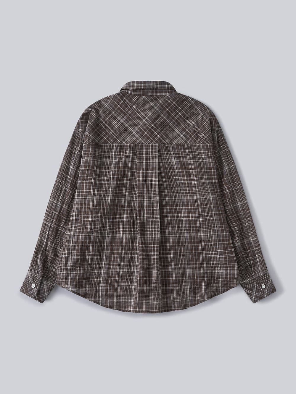 Ombre Check Sheer Shirt (Brown) — vue 8