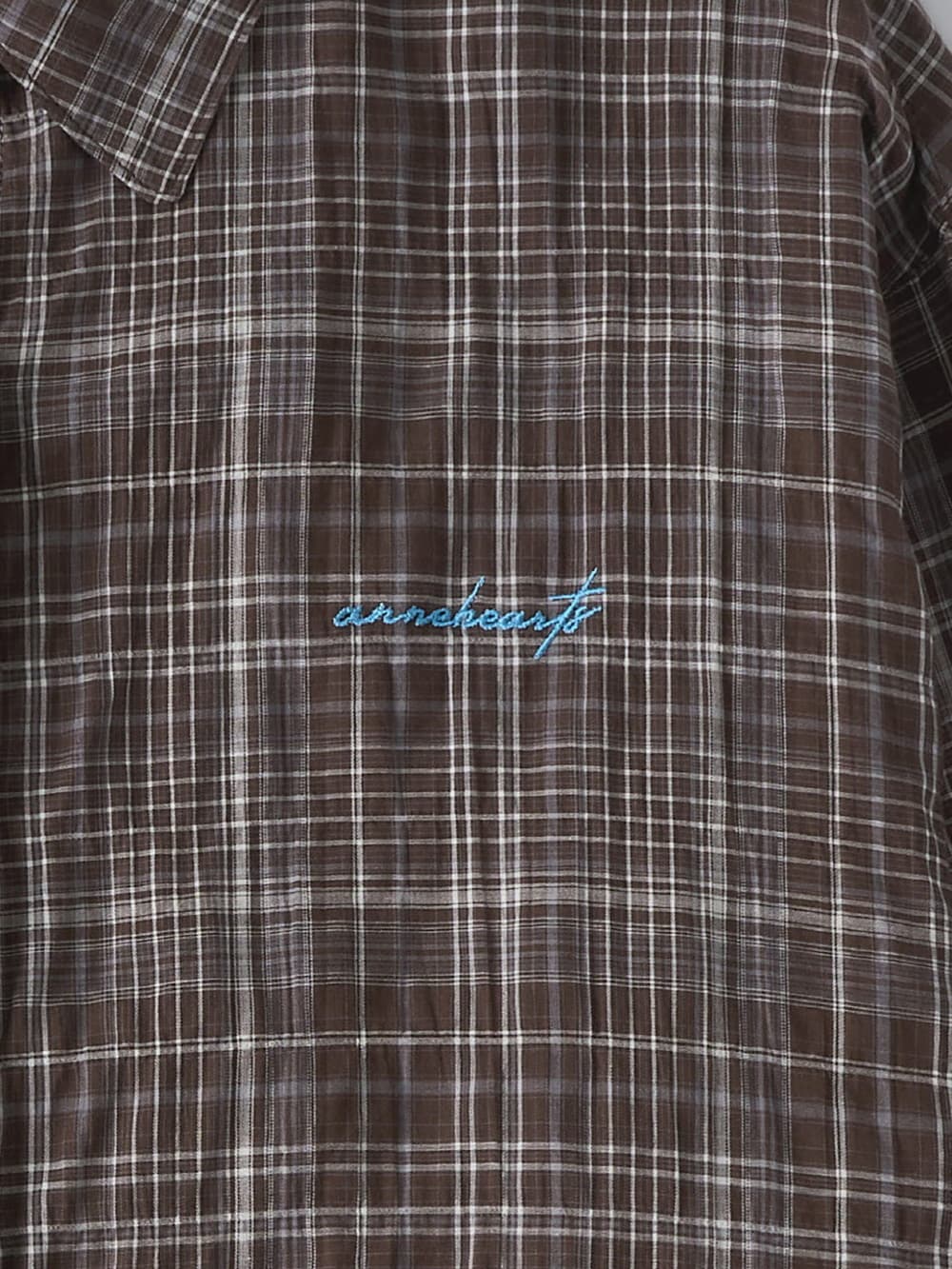 Ombre Check Sheer Shirt (Brown) — vue 10