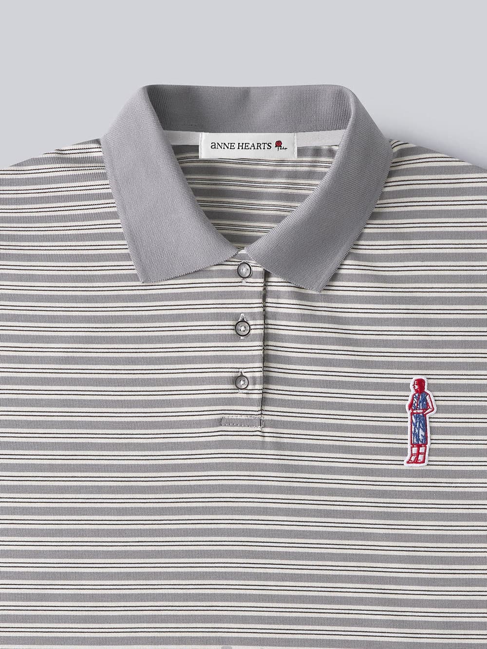 Stripe Collar Tee (Grey) — vue 8