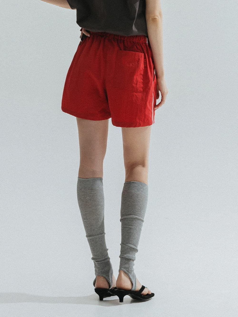 Side Lace Nylon Shorts (Red) — vue 6