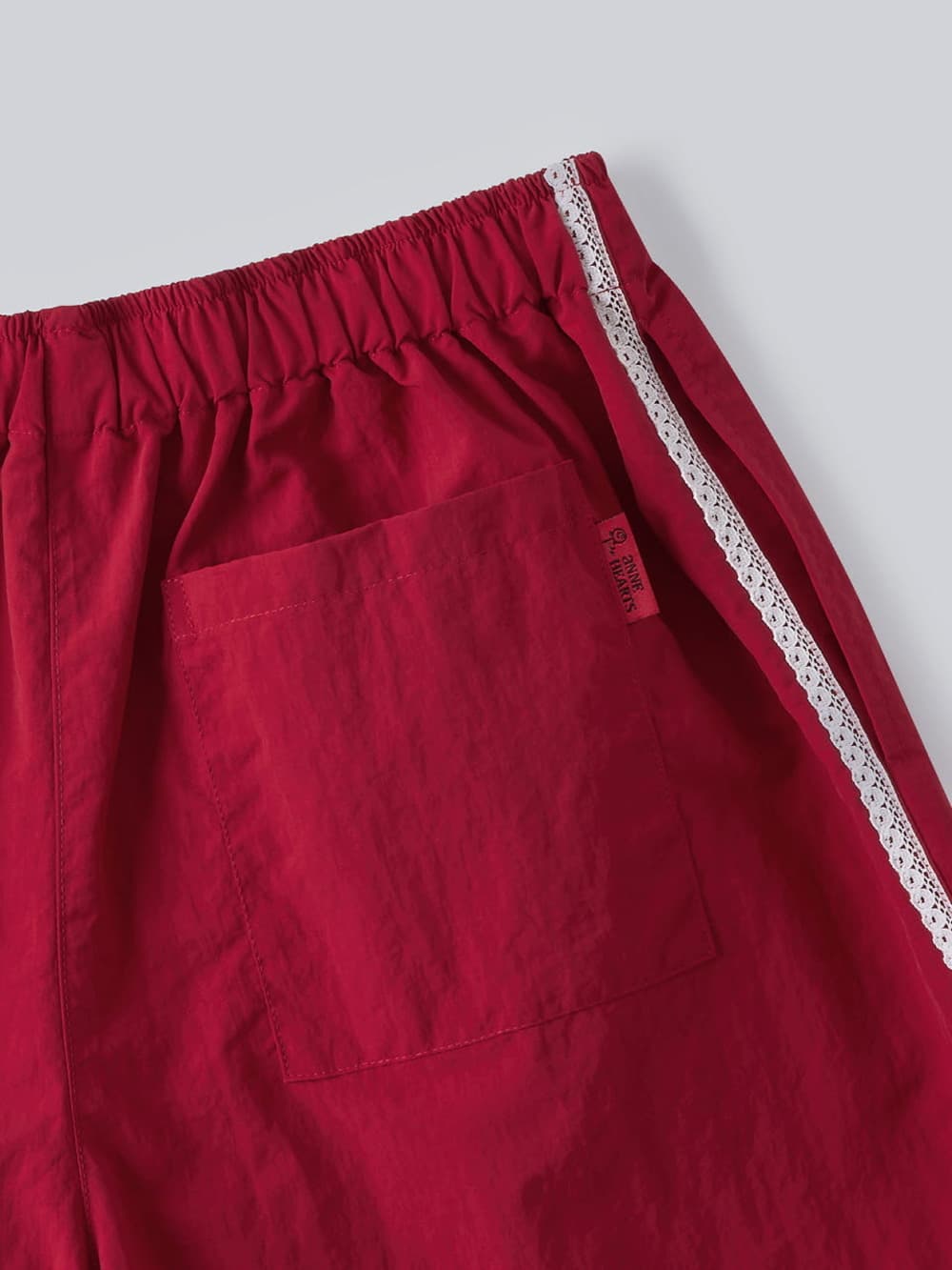 Side Lace Nylon Shorts (Red) — vue 9