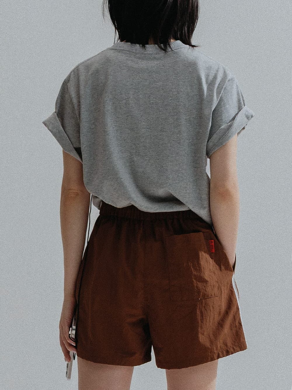 Side Lace Nylon Shorts (Brown) — vue 7