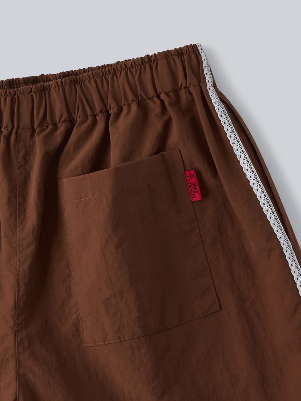 Side Lace Nylon Shorts (Brown) — vue 9