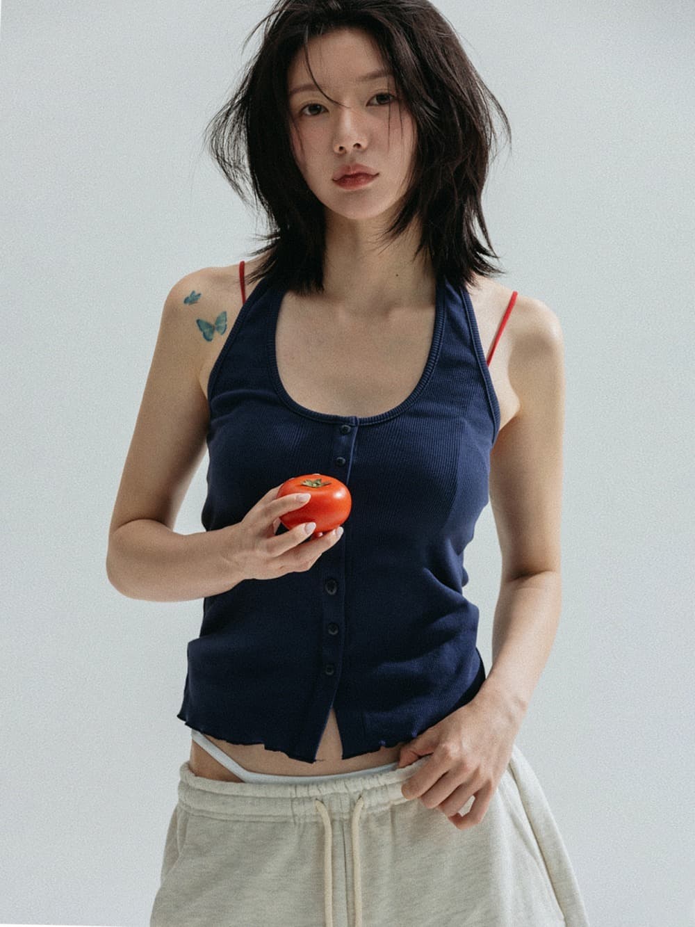 Button Point Cami Top (Navy) — vue 1