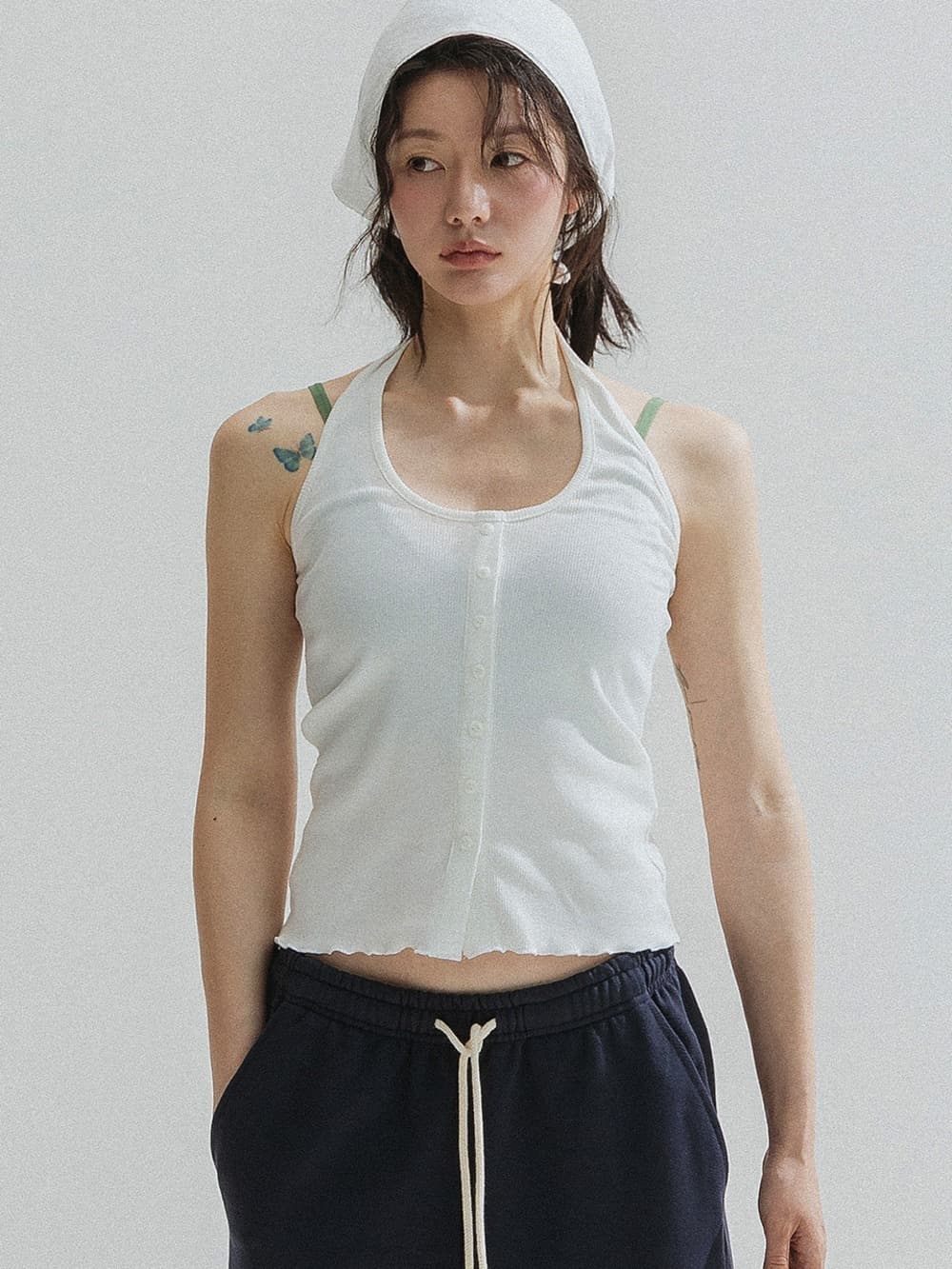 Button Point Cami Top (Ivory) — vue 1