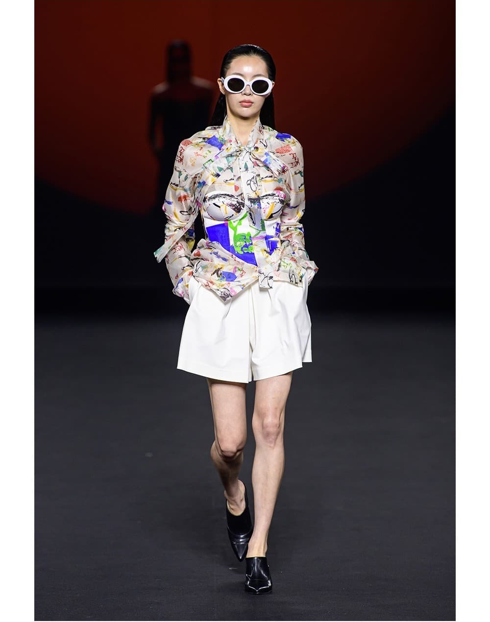Silk Artwork Tie Blouse (Mix)