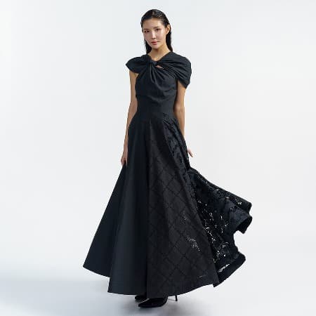 Black Cotton Flare Dress