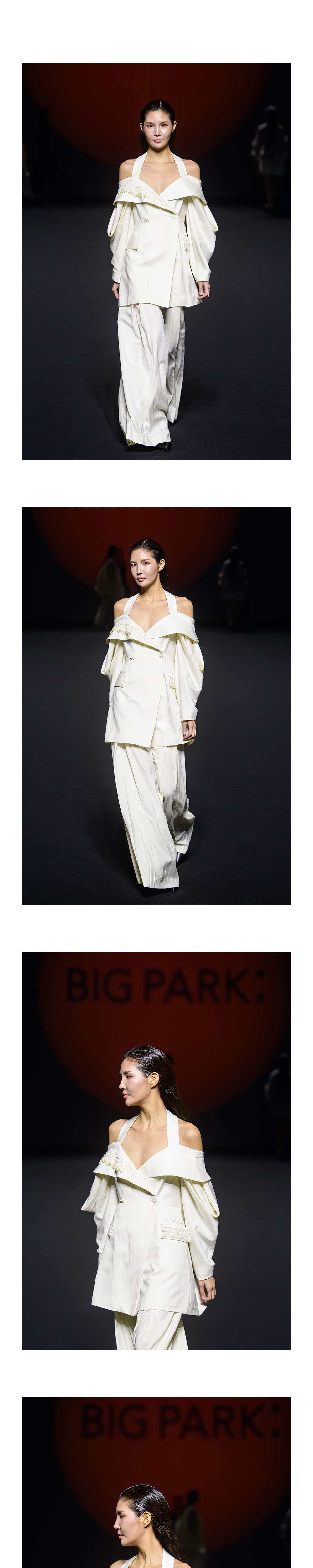 Off-Shoulder Wool Jacket (Cream) — vue 3