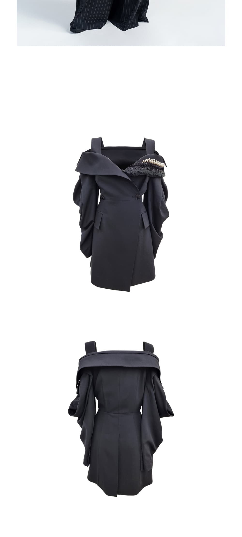 Off-Shoulder Wool Jacket (Black) — vue 5