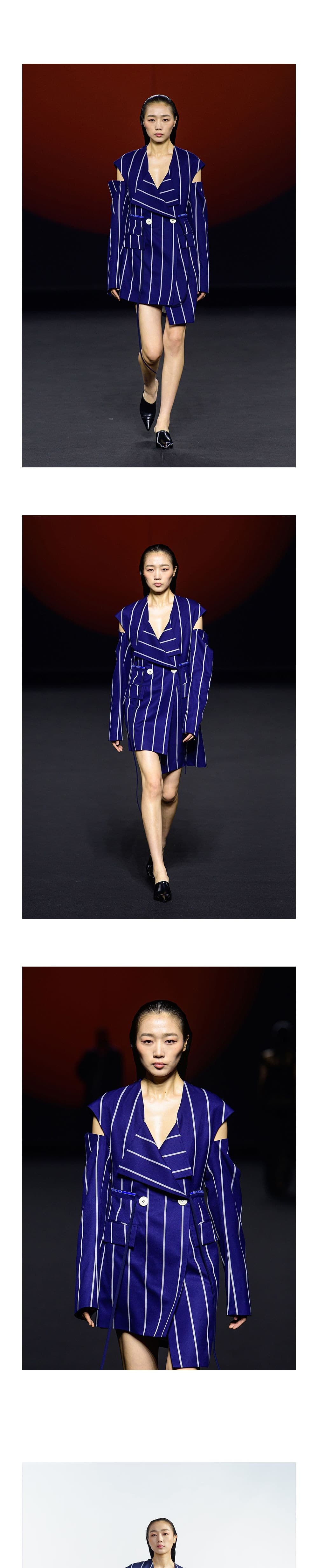 Wool Stripe Open-Shoulder Jacket — vue 3