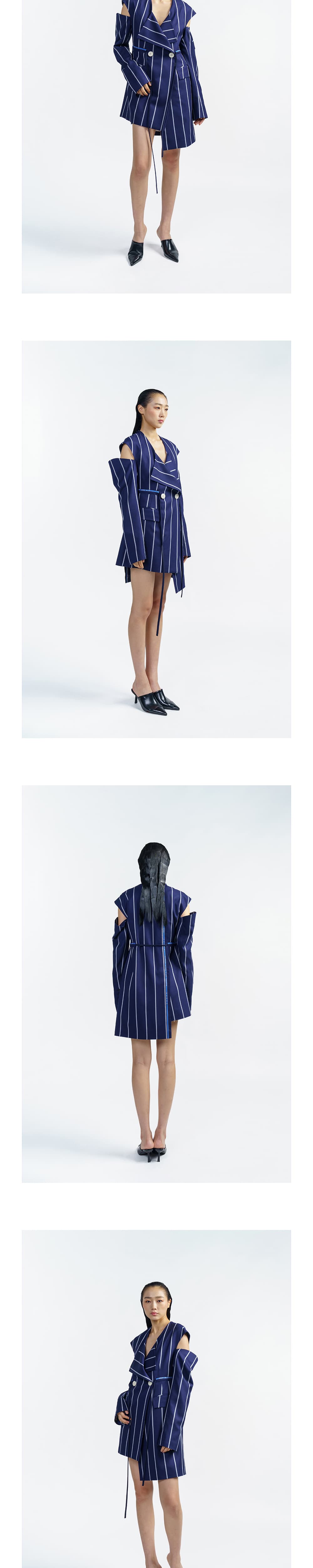 Wool Stripe Open-Shoulder Jacket — vue 4
