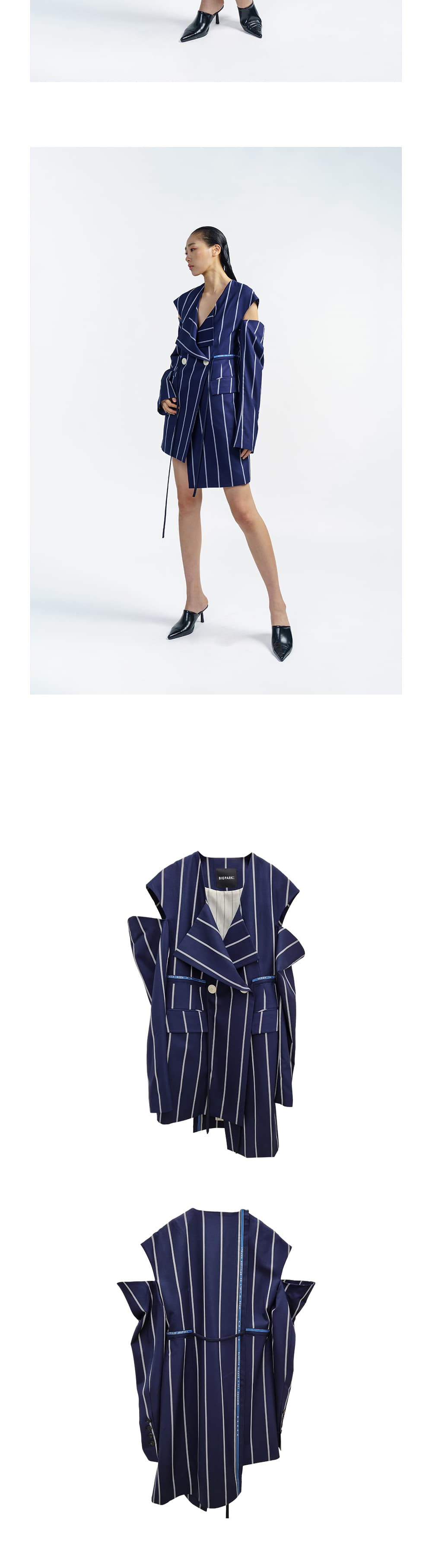 Wool Stripe Open-Shoulder Jacket — vue 5