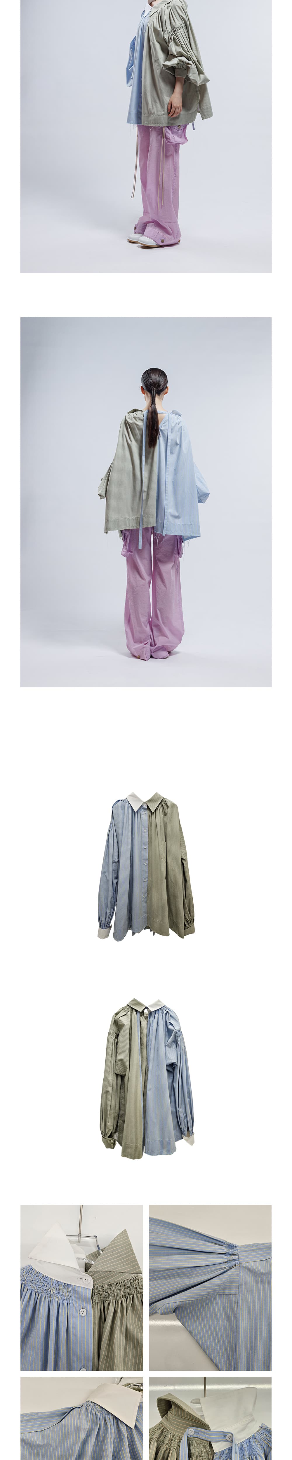 Smocking Detail Asymmetrical Cotton Shirt — vue 4