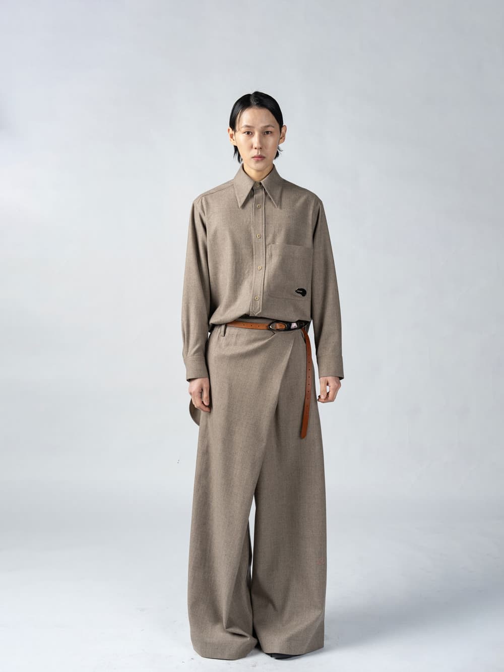 Beigemelange Wool Overfit Shirts — vue 5