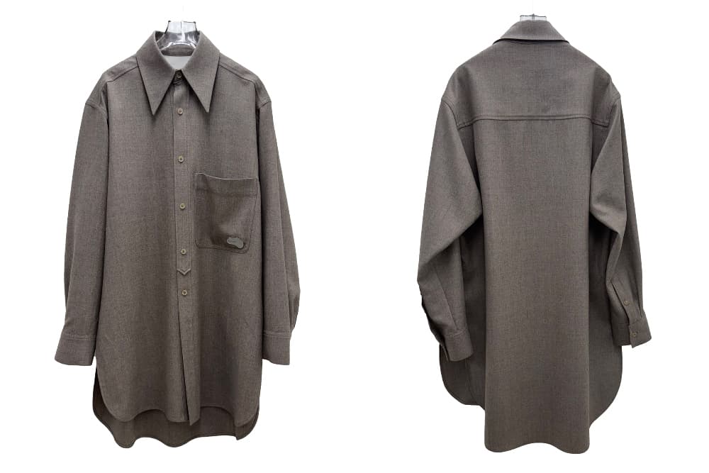 Beigemelange Wool Overfit Shirts — vue 8
