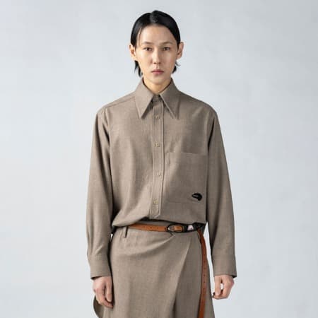 Beigemelange Wool Overfit Shirts