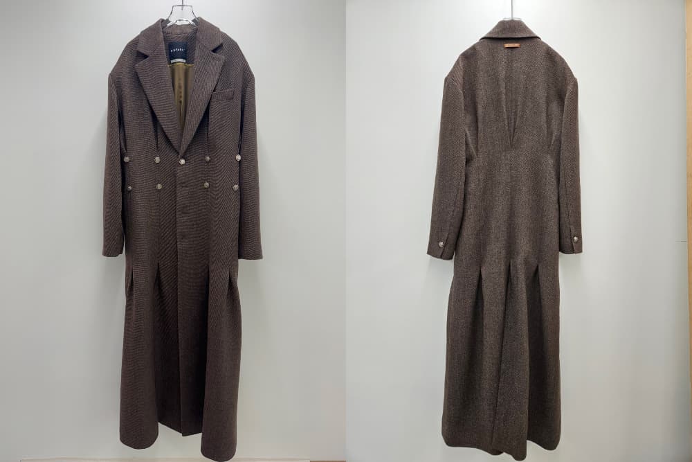 Brown Twill Tuck Maxi Coat — vue 8