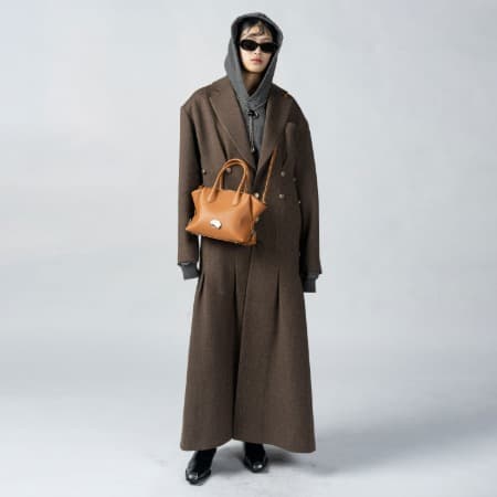 Brown Twill Tuck Maxi Coat