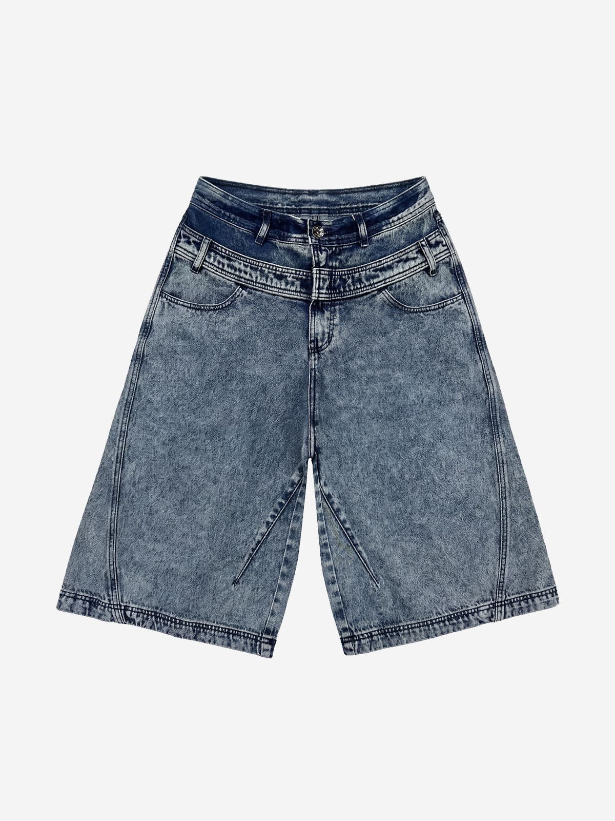 Curved Detail Bermuda Denim Pants