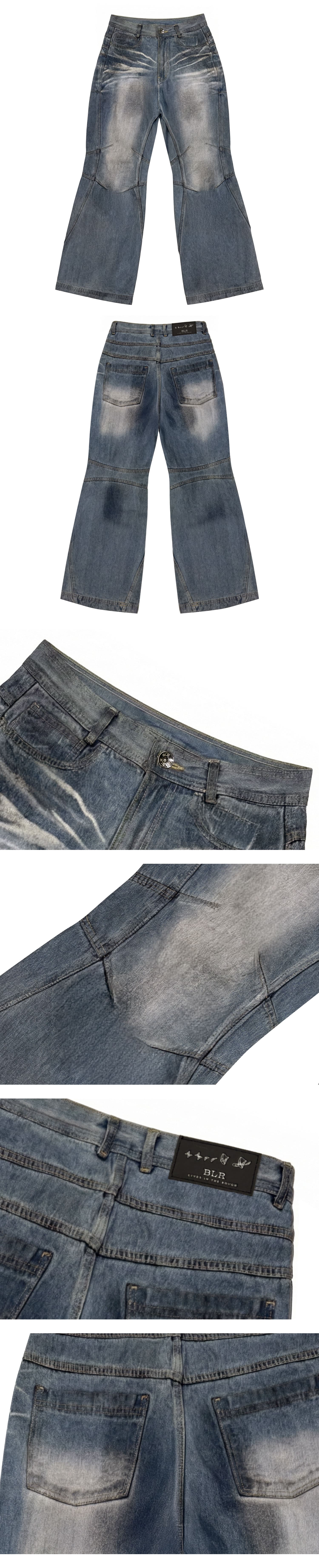 Double Yoke Oil Washed Bootcut Denim Pants — vue 3