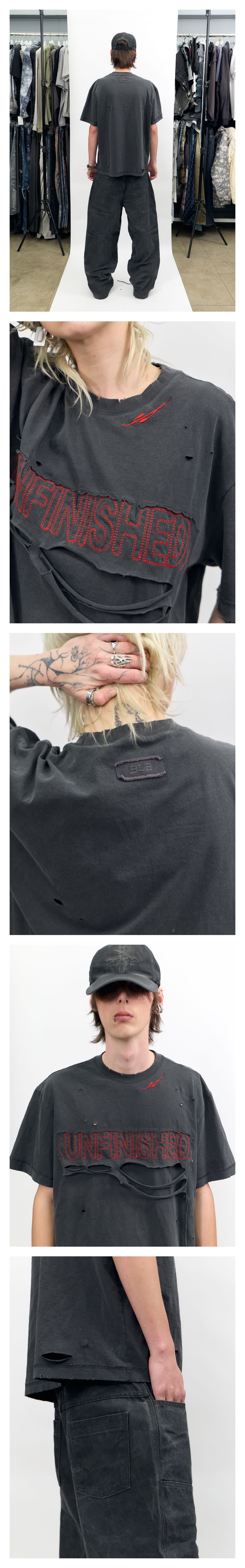 UNFINISHED Vintage Damaged Oversized T-shirt — vue 3