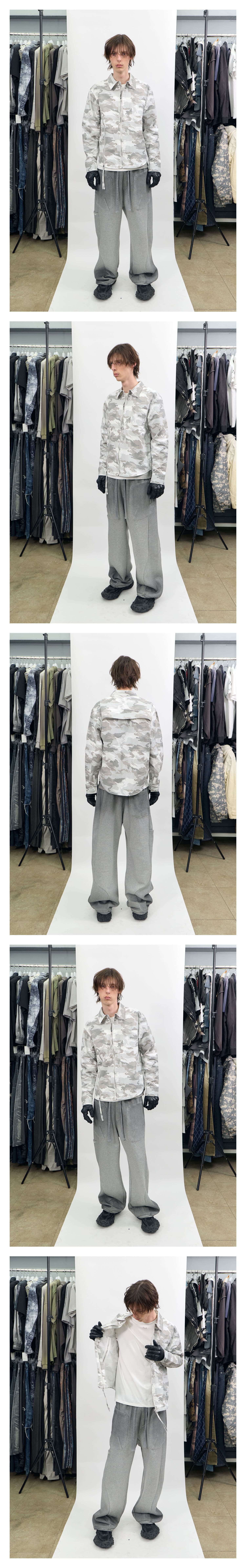 Camo Zip-Up Overshirt Ivory — vue 2