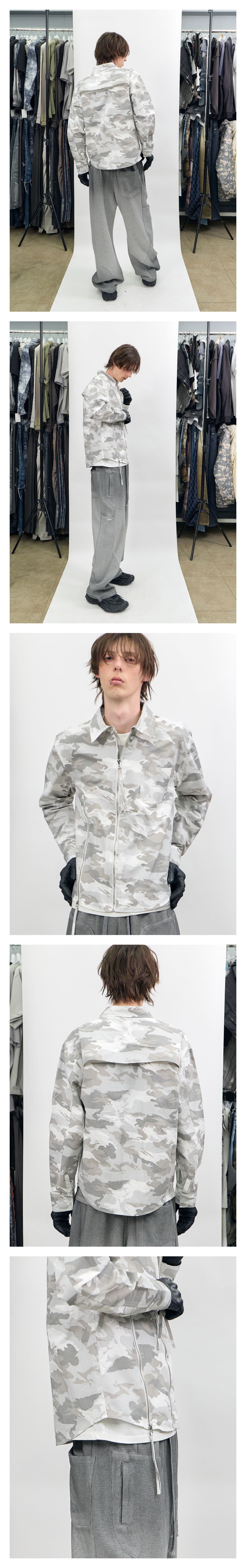 Camo Zip-Up Overshirt Ivory — vue 3