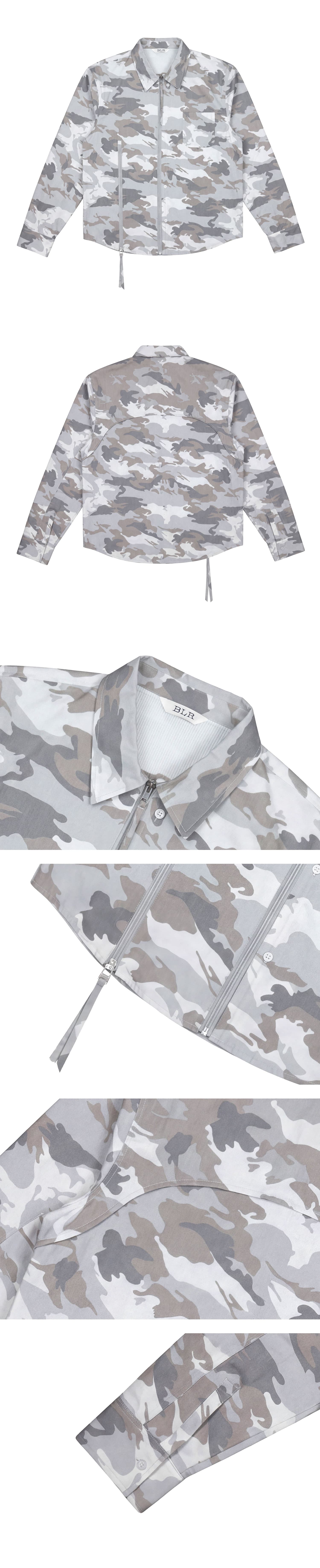 Camo Zip-Up Overshirt Ivory — vue 4