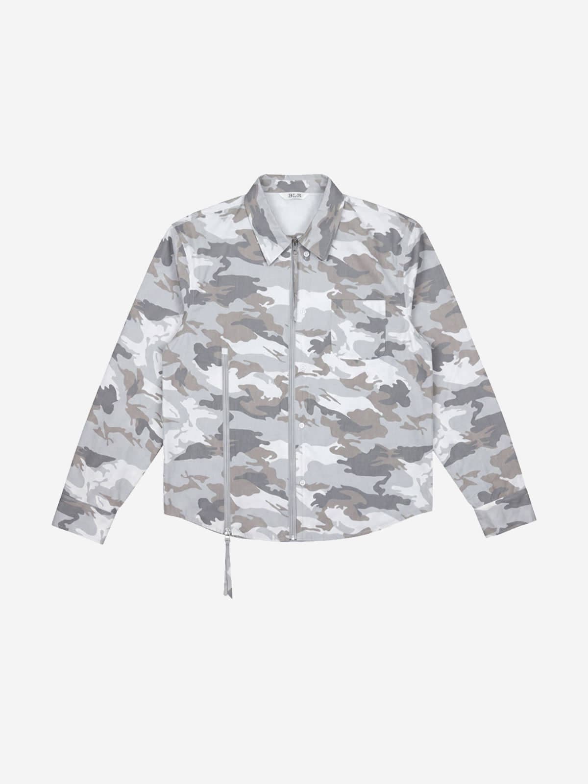 Camo Zip-Up Overshirt Ivory
