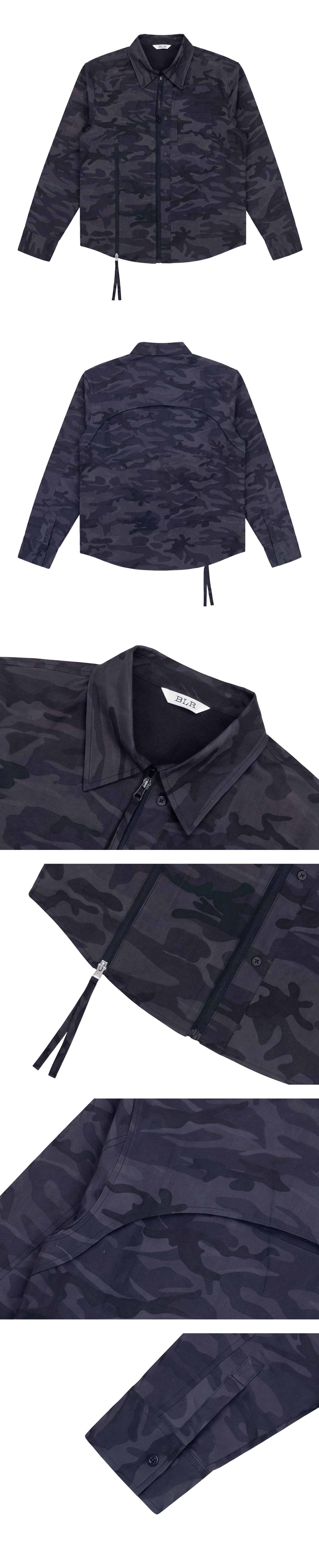 Camo Zip-Up Overshirt Charcoal — vue 4