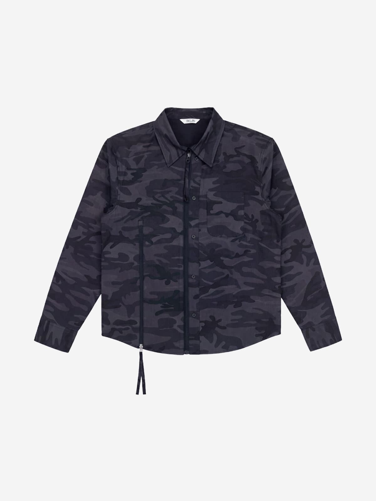 Camo Zip-Up Overshirt Charcoal — vue 1