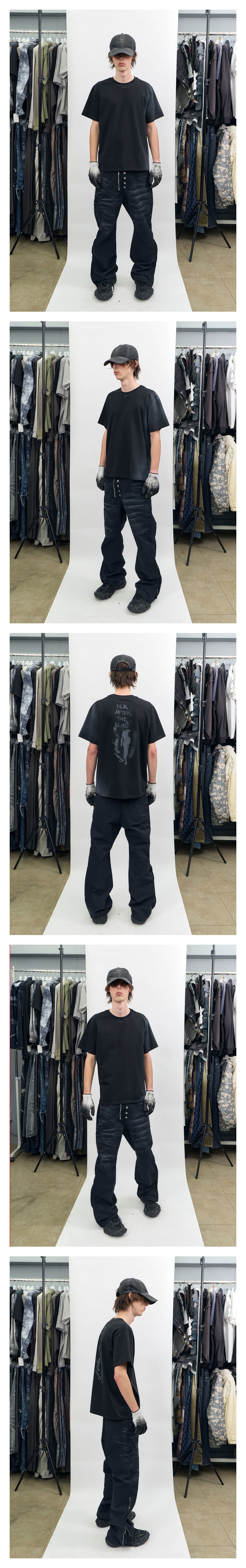 Spray Washed Semi-Flare Pants Black — vue 2