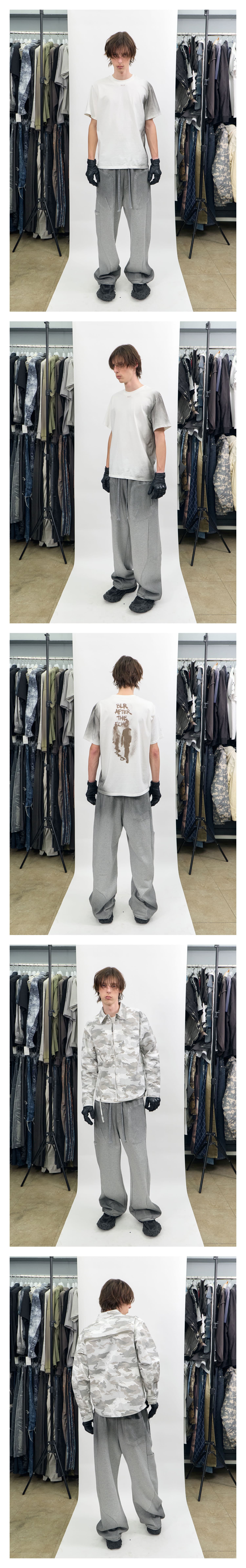 Waffle Mix Washed Sweat Pants Melange Grey — vue 2