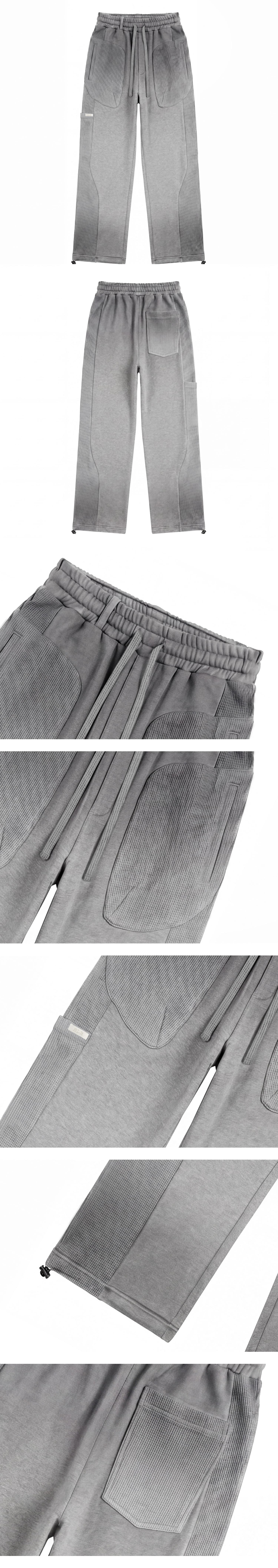 Waffle Mix Washed Sweat Pants Melange Grey — vue 4