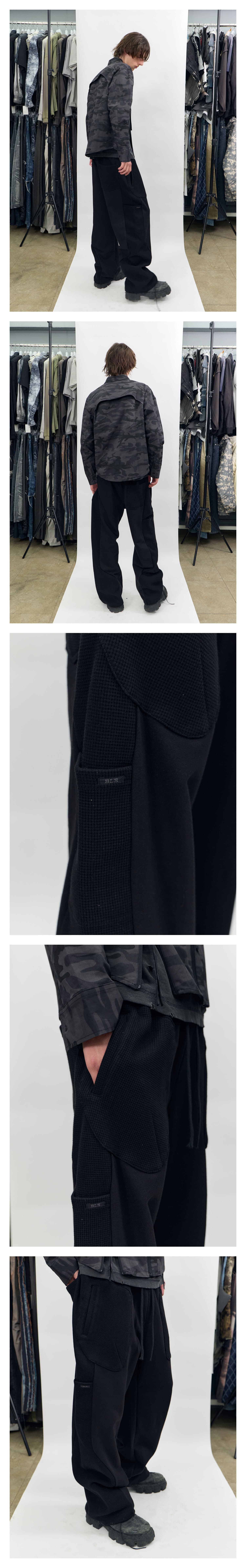 Waffle Mix Washed Sweat Pants Black — vue 3
