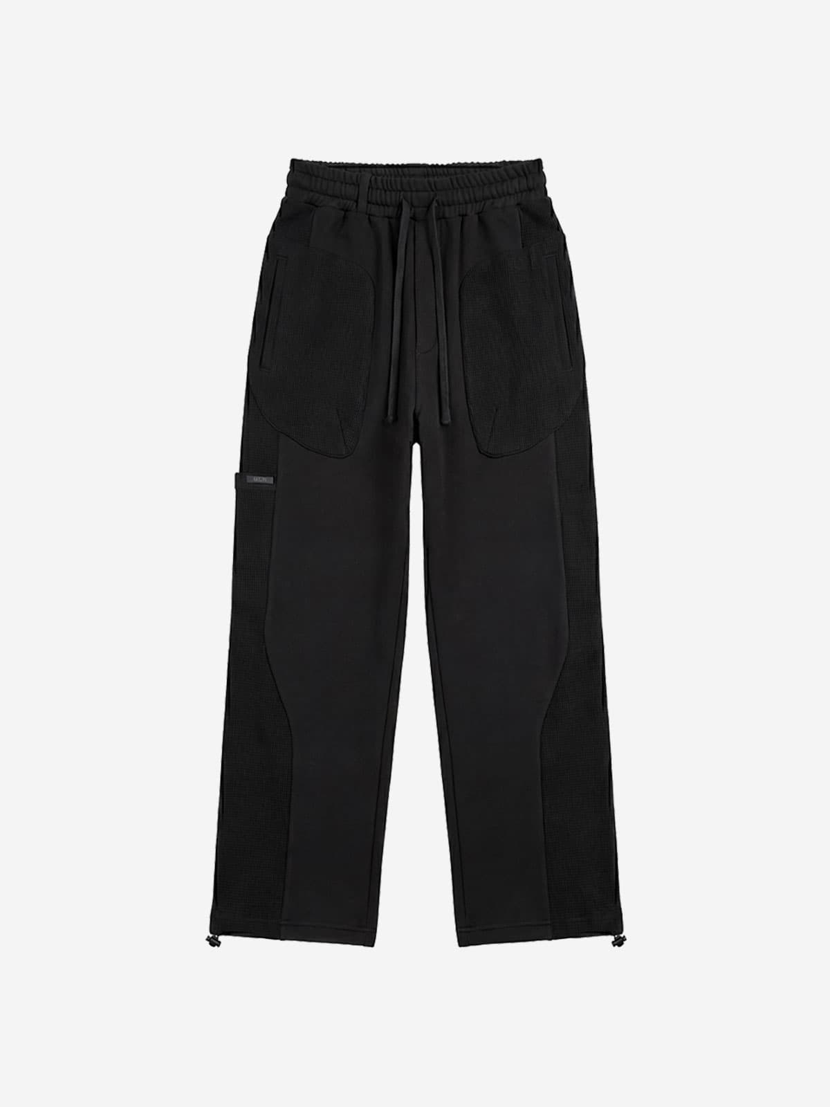 Waffle Mix Washed Sweat Pants Black