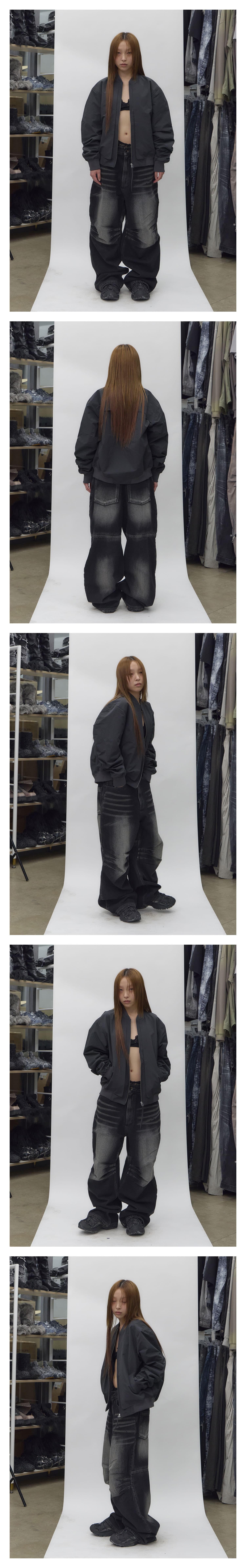 Curved Line Flight Jacket Charcoal — vue 2
